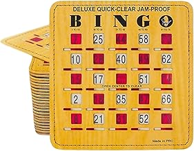 MR CHIPS Jam-Proof Quick-Clear Deluxe Fingertip Slide Bingo Cards with Sliding Windows 10 Pack in Woodgrain Style