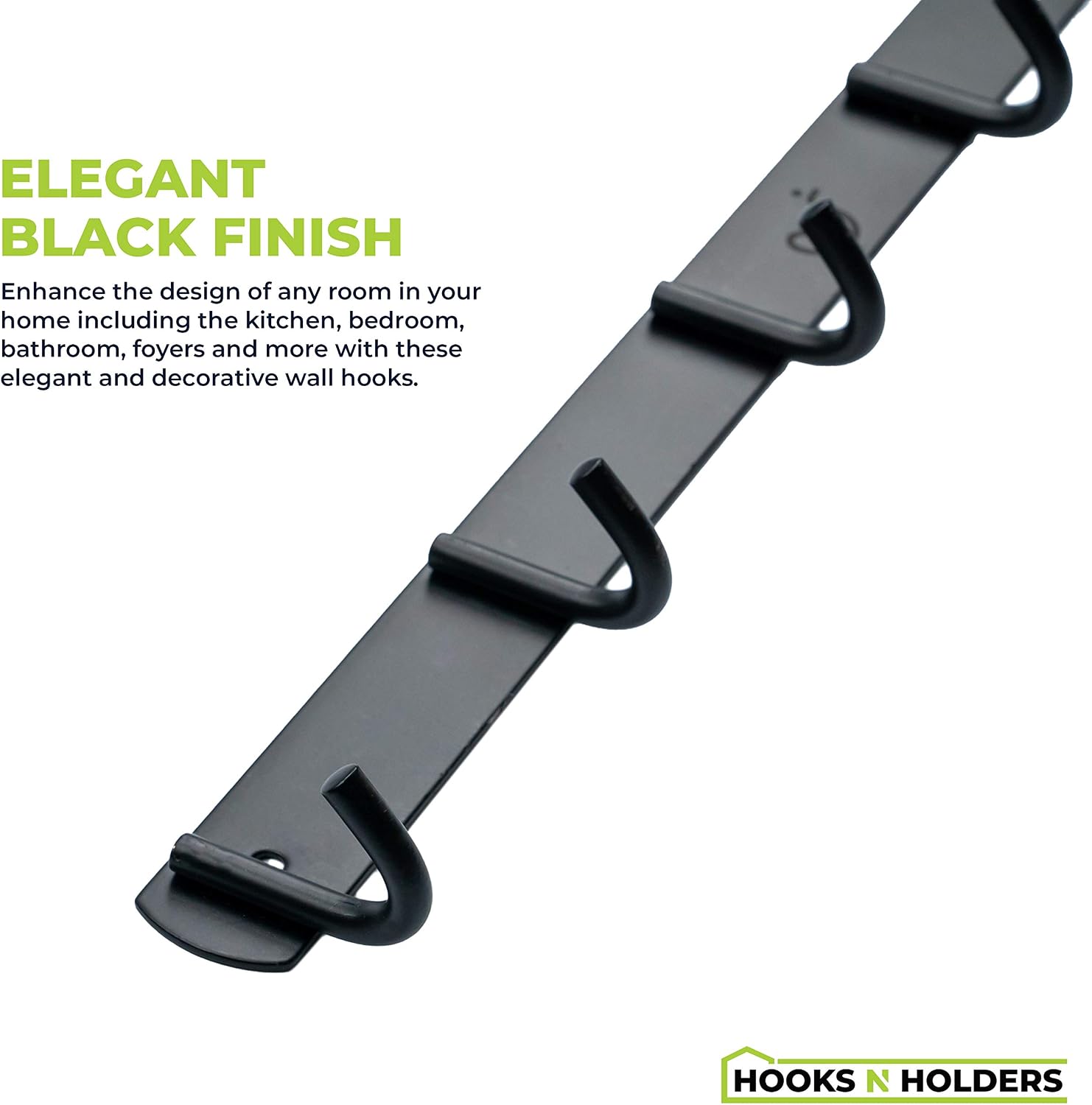 Wall Mounted Coat Rack 12 Matte Black Hooks for Holding Coats, Hats, Towels, and More; Easy to Install with Included mounting Hardware; Made of Heavy-Duty Stainless Steel; Hooks N Holders Warranty