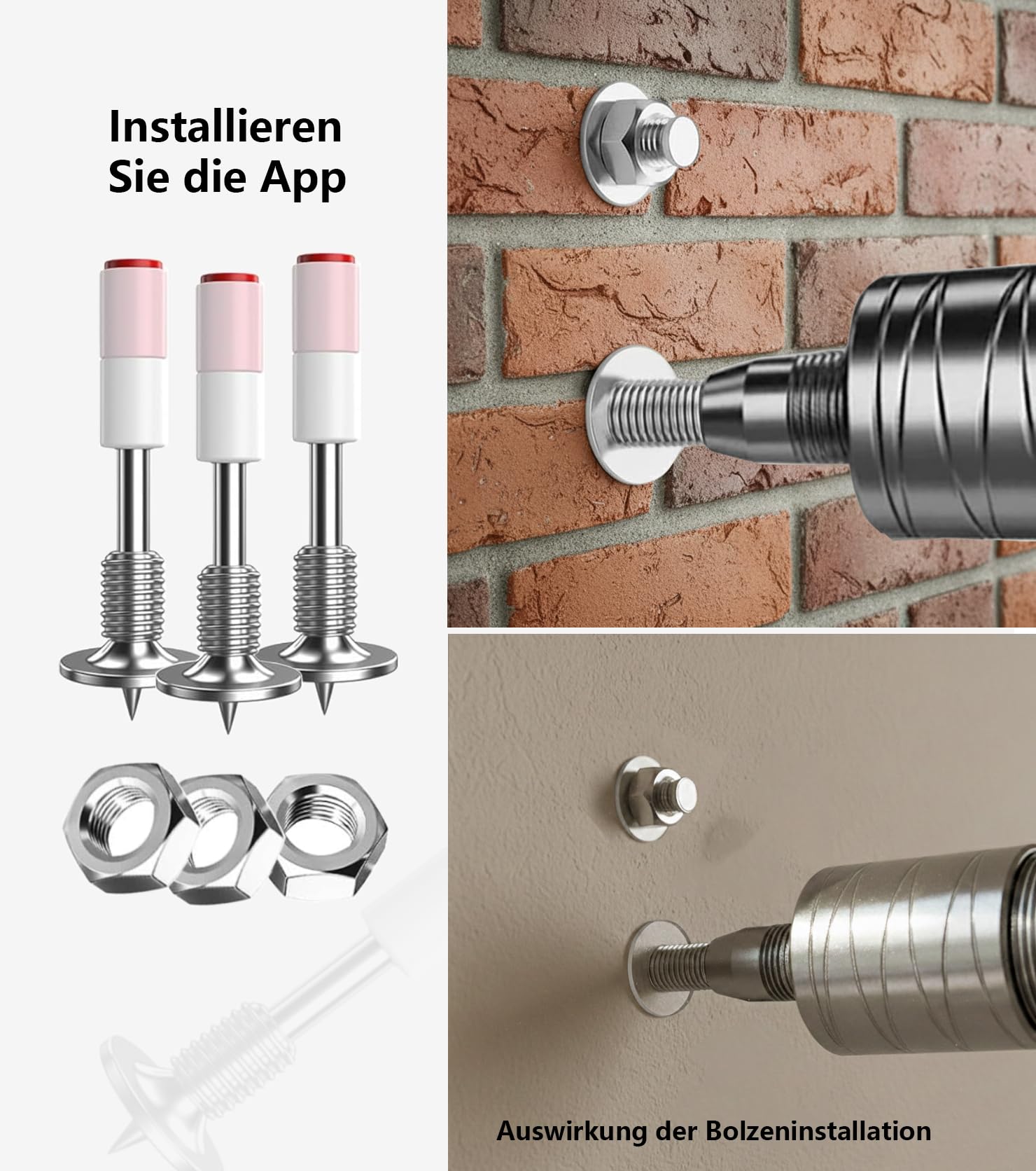 ZHEHNSA 200chiodi per pistole sparachiodi con dadi M8, chiodi in acciaio da 7,3 mm per pistole sparachiodi, chiodi tondi manuali in acciaio per soffitti in calcestruzzo a basso rumore, pareti ecc.