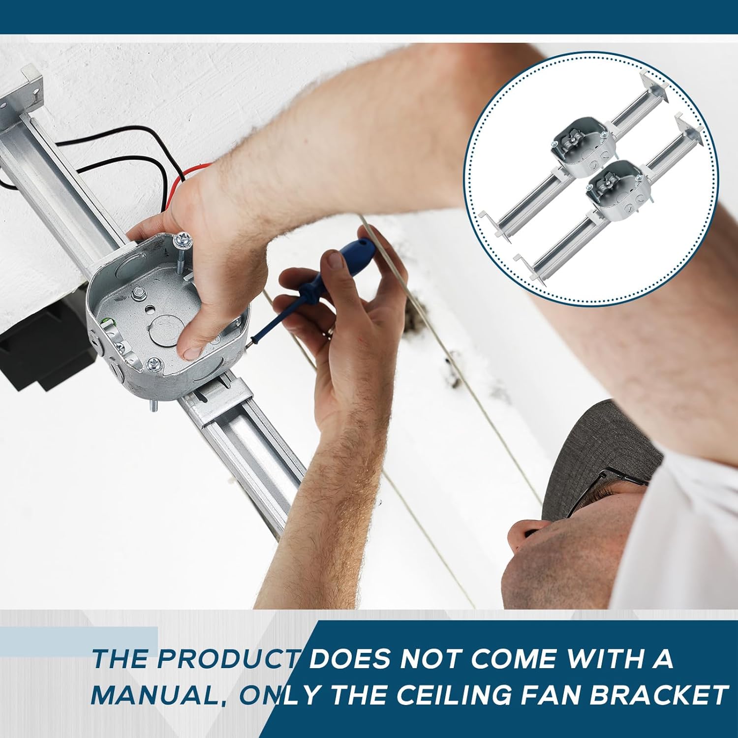 Tandefio 2 Pcs Adjustable Ceiling Fan Bracket Ceiling Mounting Bracket Electrical Box for Fans and Light Fixtures, 14.7 Inches in Length