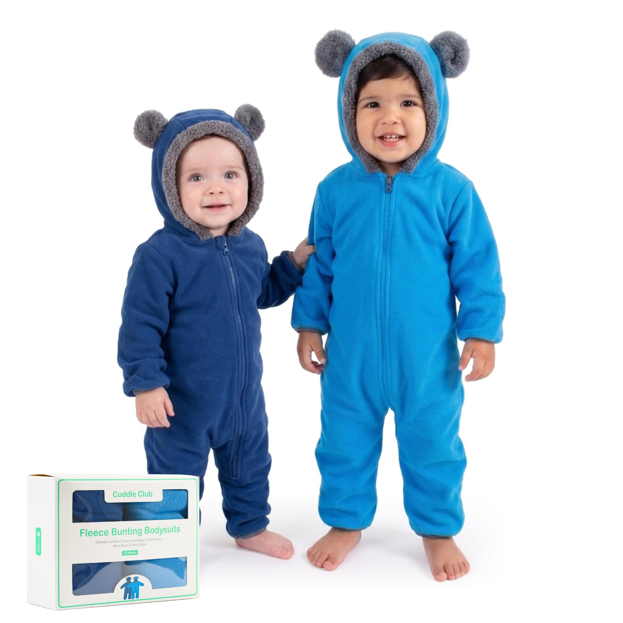 Cuddle Club Fleece Baby Bunting Bodysuit Hoodie, Newborn - 5T