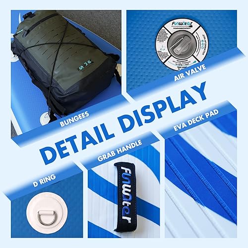 Miniatura 3 de FunWater Inflatable Stand Up Paddle Board with Premium SUP Paddleboard Accessories, Wide Stable Anti-Slip EVA Deck, Paddle Boards for Adults & Youth