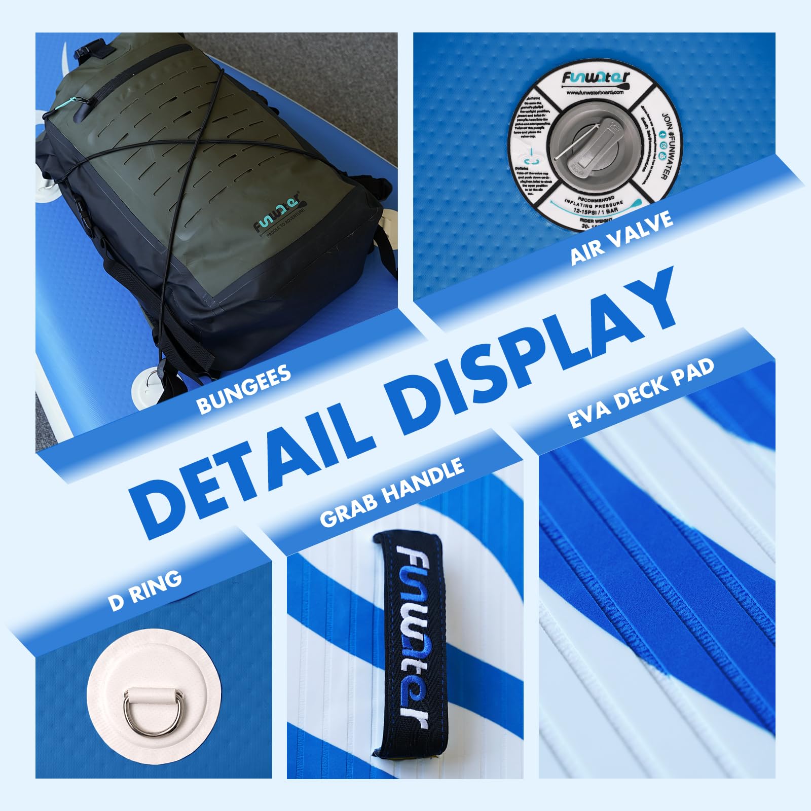 FunWater Tavola SUP Gonfiabile Surf Paddle Board Inflatable, Ultralight SUP per tutti i livelli con Due Accessori Tipo