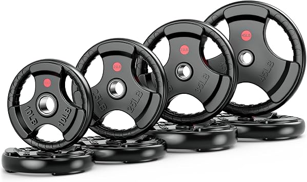 Rendpas Rubber Weight Plates for Barbell, 2-Inch Olympic Grip Plate for Strength Training, Weightlifting and Bodybuilding in Home & Gym