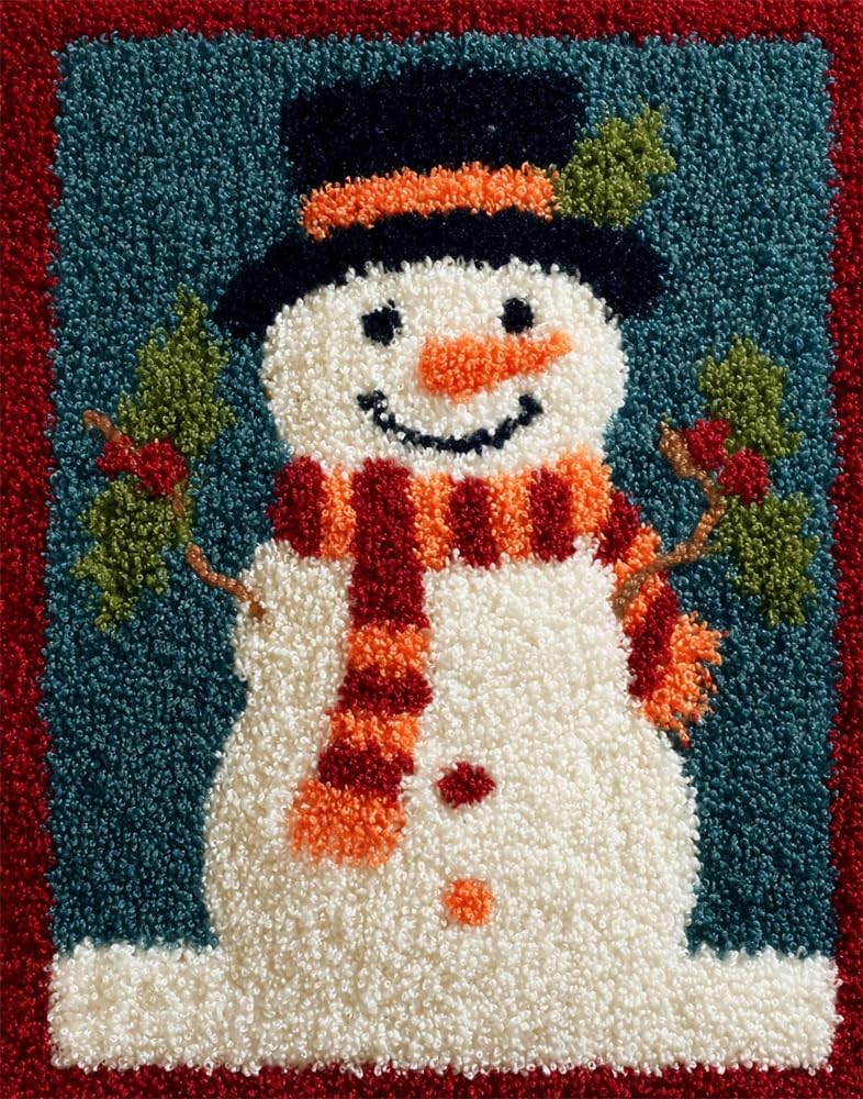 FWRTYCB Latch Hook Rug Kit Christmas Snowman Xmas Father