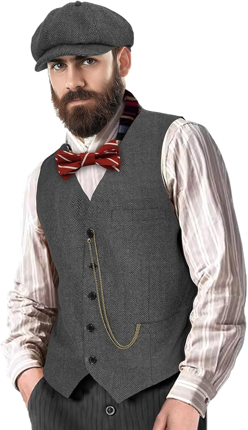 1920s Mens Costume Gatsby Cosplay Roaring 20s Gangster Accessories Set - Image 2