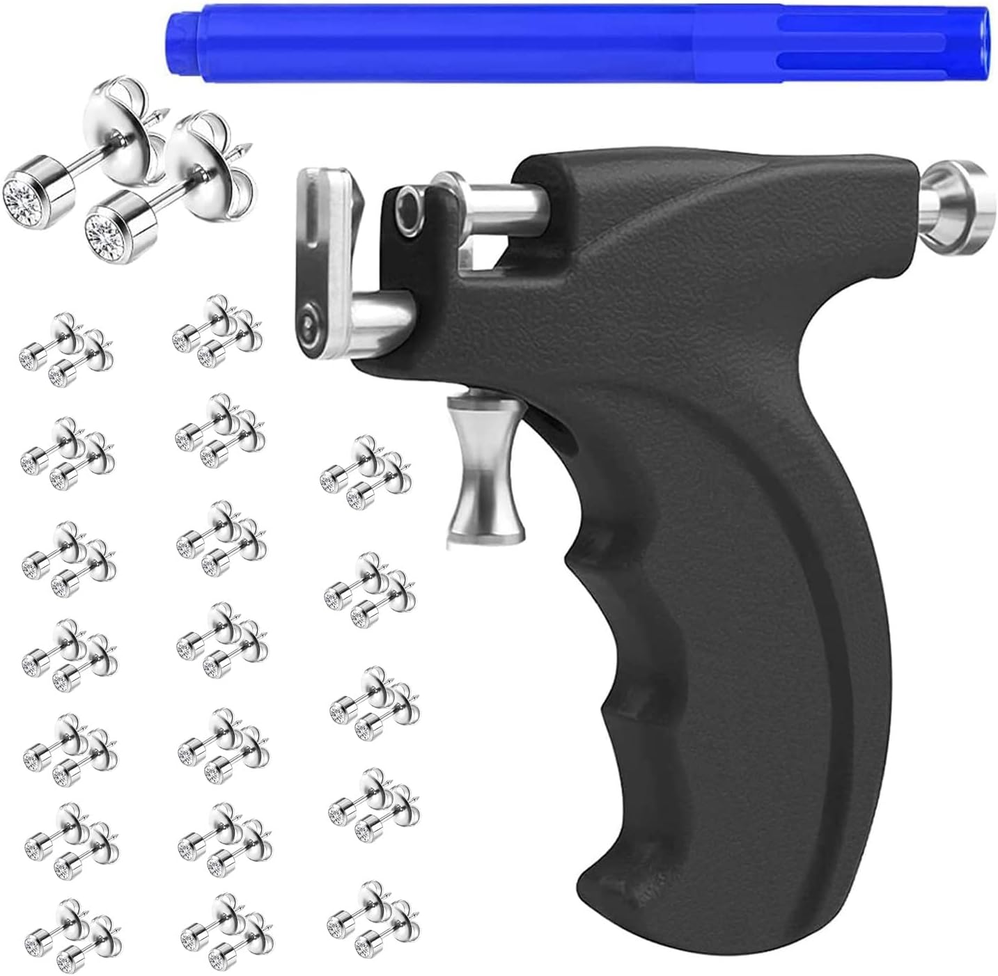 Professional Ear Piercing Gun Kit with 20 Pairs 316L Surgical Stainless Steel Gun Stud Earrings for Body Nose Lip Salon Home Use