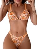 Women's Bikini Set High Leg Cut Double Straps Cute Triangle Swimsuit High Waist Two Piece Bathing Suit