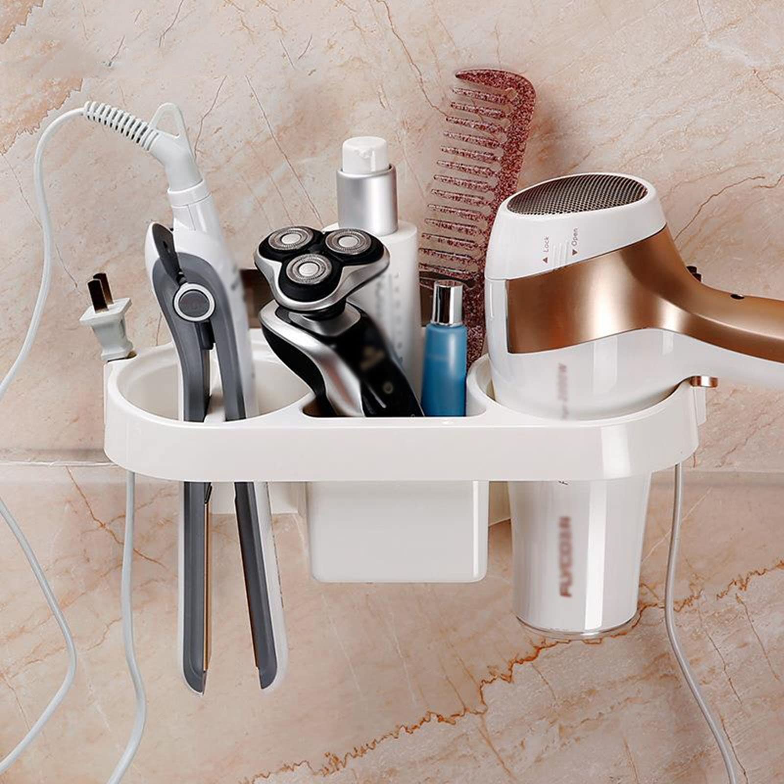 Soporte para secador de Pelo, Soporte Autoadhesivo para secador de Pelo, Organizador de Herramientas para el Cabello, Soporte de Almacenamiento para artículos de tocador, Adecuado