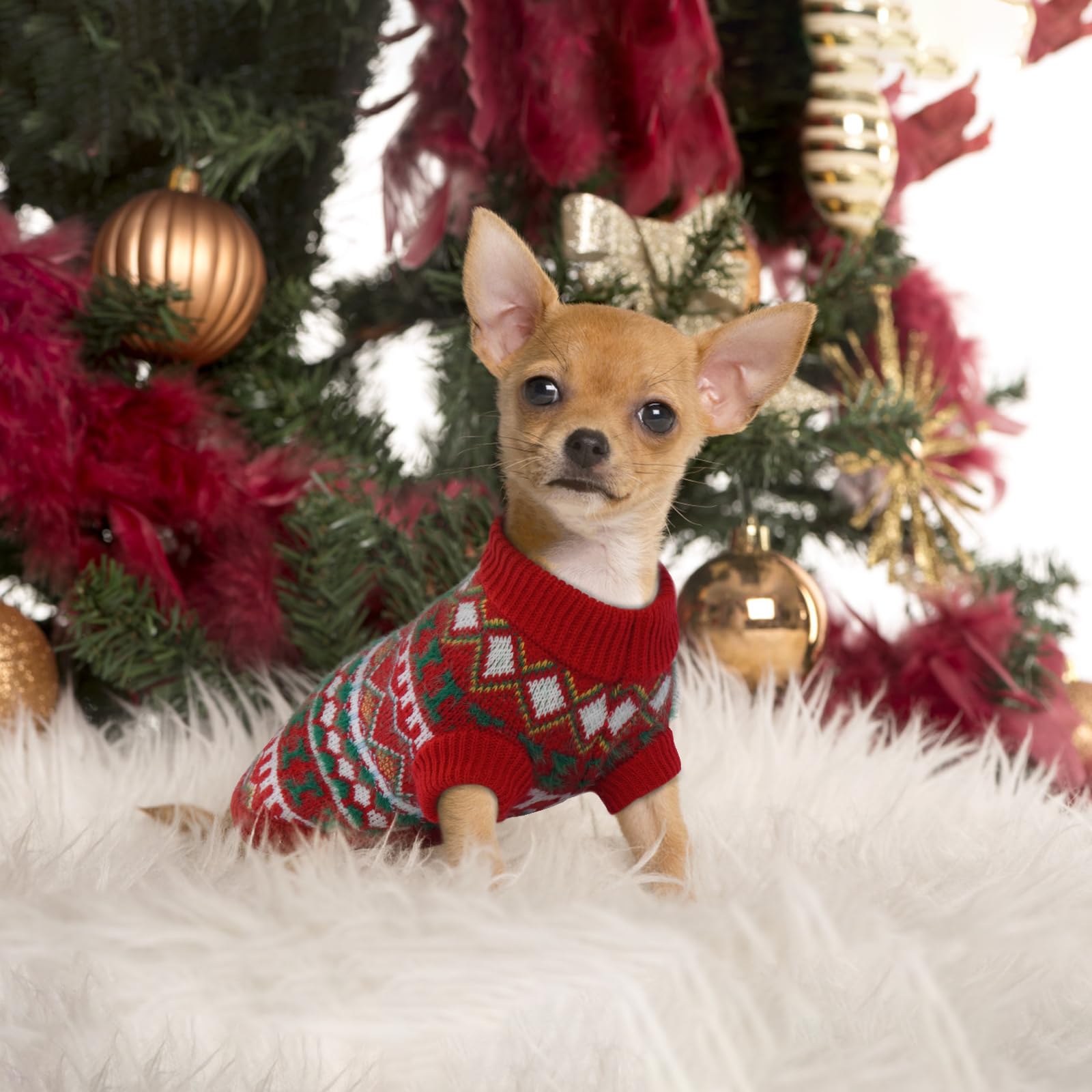 Jersey Perro - Jersey Perro Mediano Precioso Jersey para Perros Jersey Navidad Perro, Jersey Cálido para Perro Ropa Boho Perro Mediano, Ropa para Perros Medianos (Rojo-Verde XL)