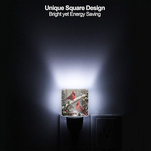 Miniatura 4 de Juego de 2 luces nocturnas de nieve de invierno, con sensor automático de pájaros, luces nocturnas LED del anochecer al amanecer, lámpara con sensor