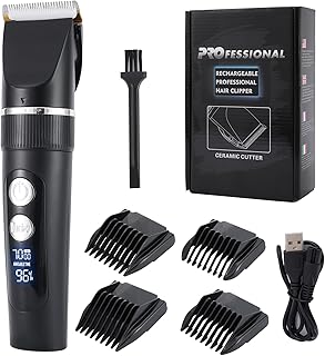 Tondeuse à Cheveux Professionnelle, Lame de Titane Turable, Digital Touch, Rasoir Avec Ecran LED, Tondeuse à Barbe Tondeuse de Précision Tondeuse à Poils Longs Imperméable à l'eau