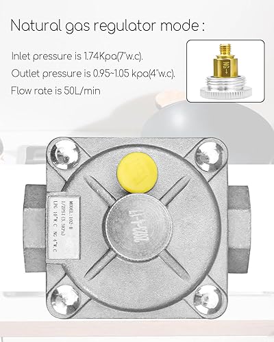 Miniatura 4 de Regulador de presión de gas natural de 1/2 pulgada apto para gas natural y gas licuado, regulador de presión de intercambio de latón para NG 4" WC