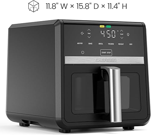 Miniatura 9 de Chefman Freidora de aire TurboFry 9-Qt, 6 en 1 de alta potencia de 232C para papas fritas, pollo y anillos de cebolla más crujientes, canasta XL con