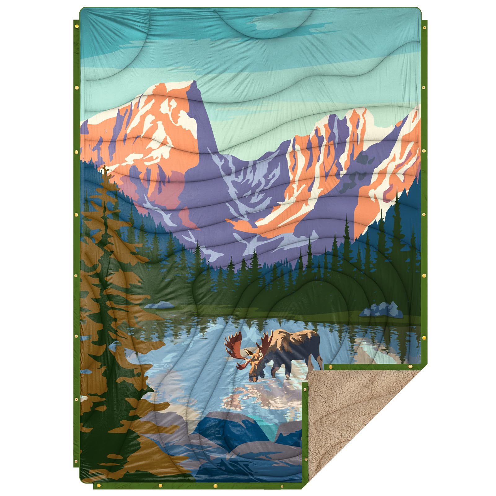 KawaGebo Kamp Outdoor Camping Blanket, Travel Blanket, Ultralight Packable, Camping Thermal Blanket, Water-Repellent for Hiking, Travel, Hammock, Van, Aeroplane Blanket, Thermal Sherpa & Ripstop, 200