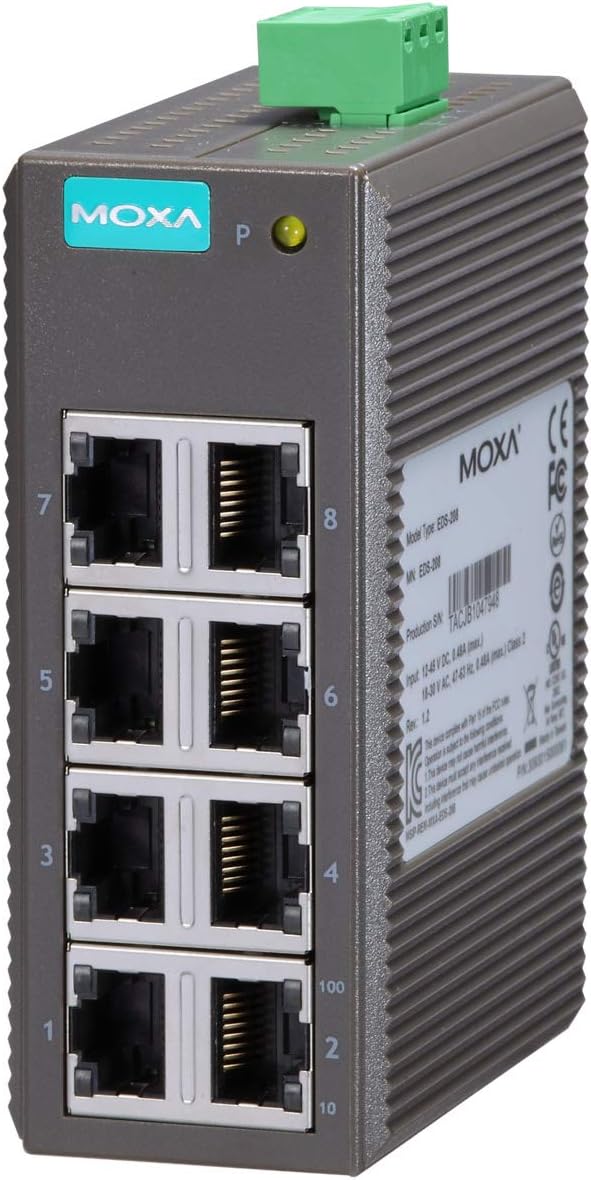 EDS-208 - Moxa 8ポートエントリーレベルアンマネージドイーサネットスイッチ (8) 10/100BTXポート(プラスチックハウジング)(電源は含まれていません)。