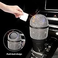 Vista 4 de AICEL Bote de basura con diamantes de imitación para automóvil, accesorios de automóvil, mini cubo de basura con tapa para portavasos de automóvil