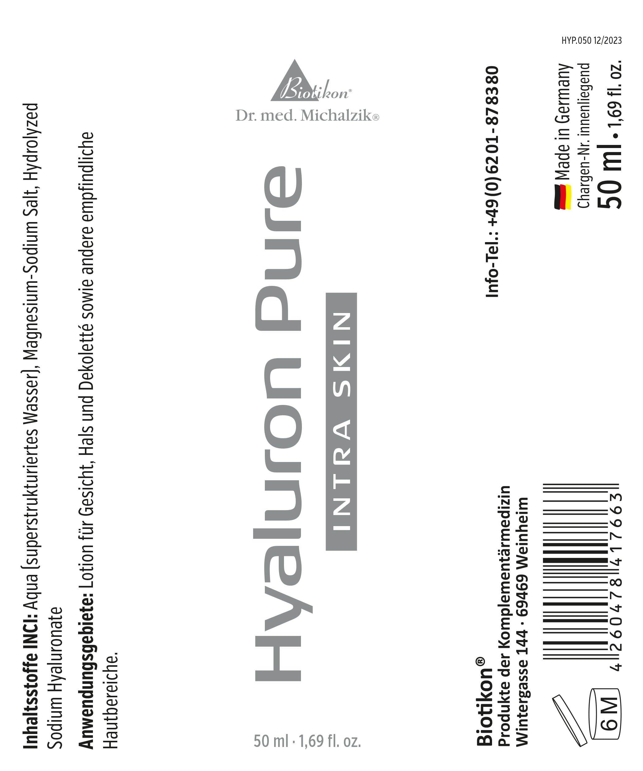 Hyaluron Pure, Dr. Michalzik, Hyaluronsäure, 50 ml Fluid | Hyaluronsäure • eigene deutsche Produktion • ohne Zusätze