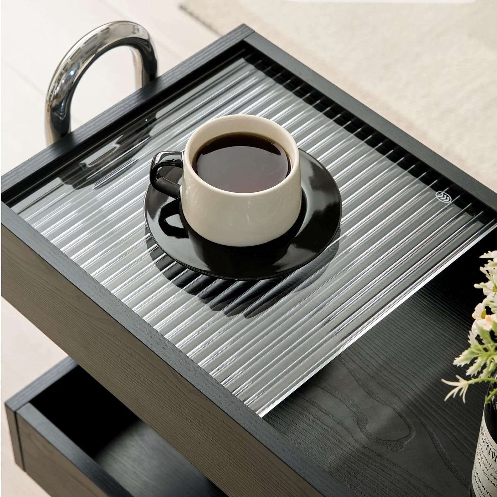 Estante Organizador de Almacenamiento con Carrito Mesa Auxiliar rodante 3 Niveles for Sala Estar y Cocina Carro Utilitario(Negro)