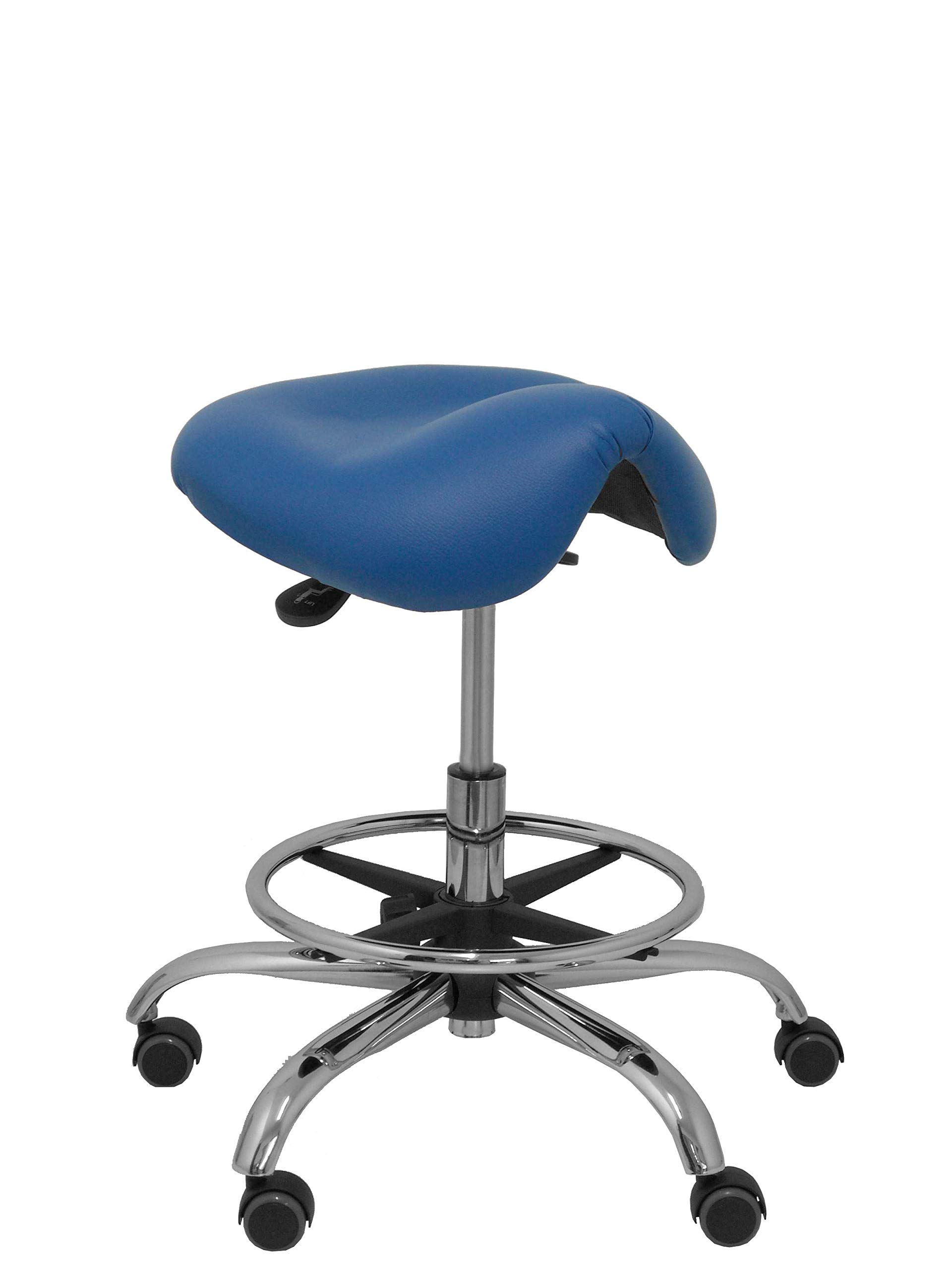 Piqueras y Crespo Taburete clínico, Piel, Azul, Talla Unica