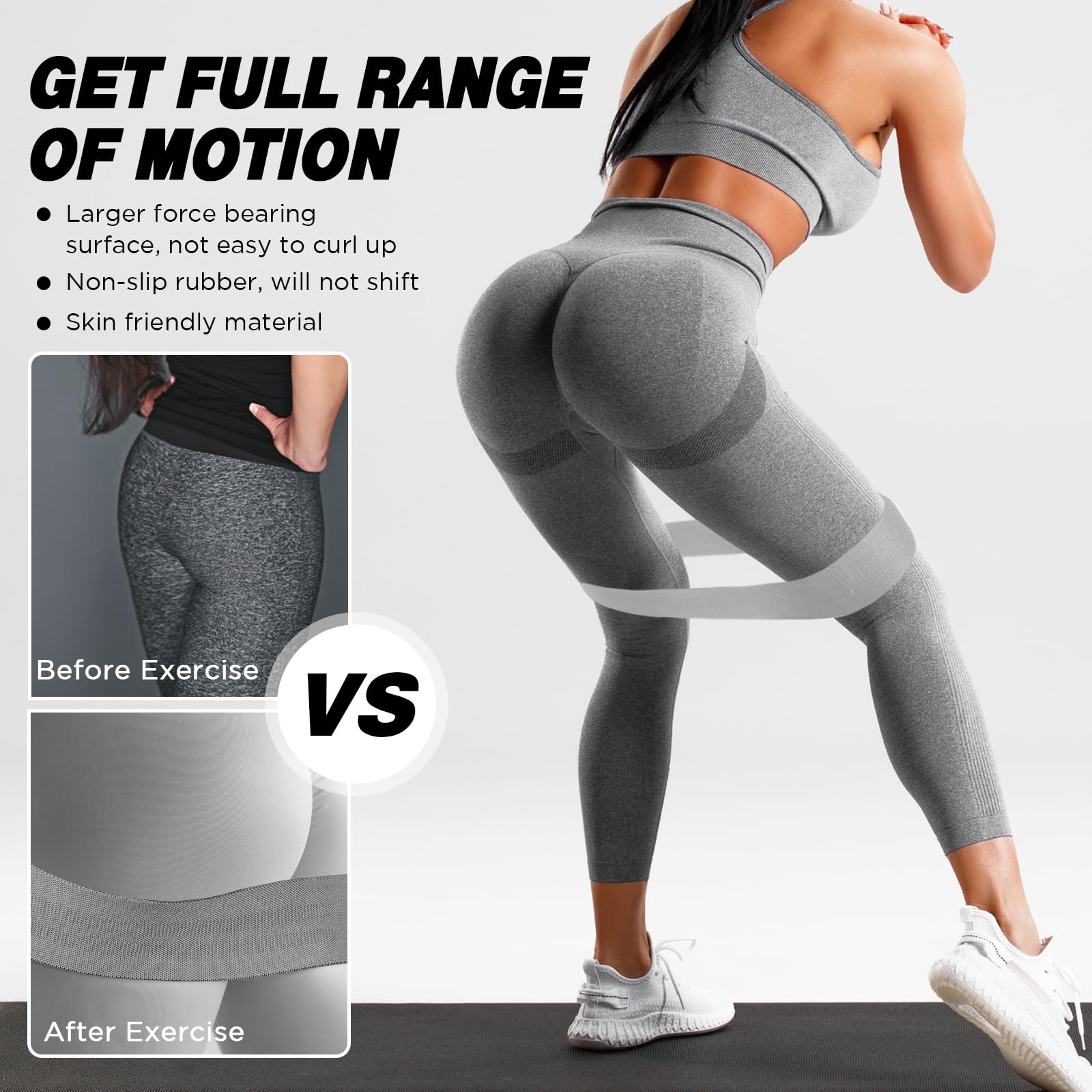 24 bandas de resistencia de tela para entrenar fuerzas para mujeres y hombres, bucle de resistencia para piernas y glúteos, yoga, pilates, rehabilitación, fitness y hogar