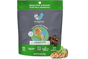 Shameless Pets Catnip Chicken Crunchy Cat Treats: Digestive Health Goodness, Made Only in the USA