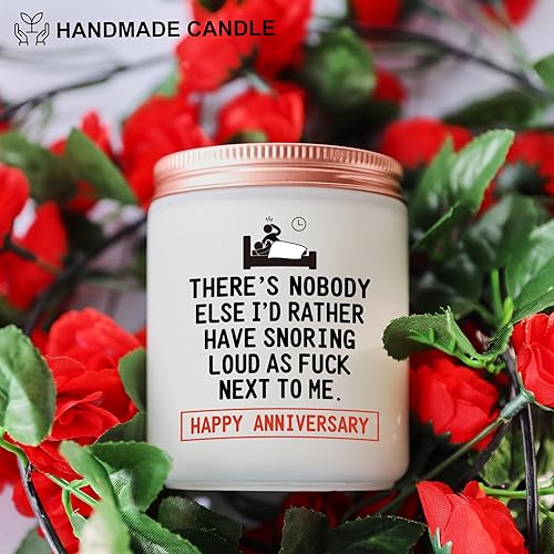 Vista 4 de Divertidas velas de aniversario para ella y él – Humorístico novio romántico, novia, marido, esposa, regalo de aniversario de boda, aroma a lavanda