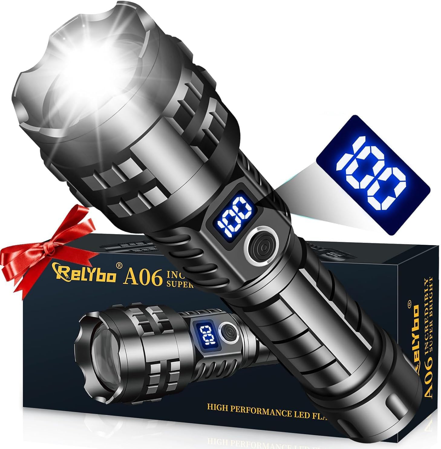 Rechargeable LED Flashlights High Lumens, 900,000 Lumens Tactical Flashlights, Super Bright High Powered Flash Light 5 Modes & 12H Long Runtime for Emergencies, Camping, Dog Walking