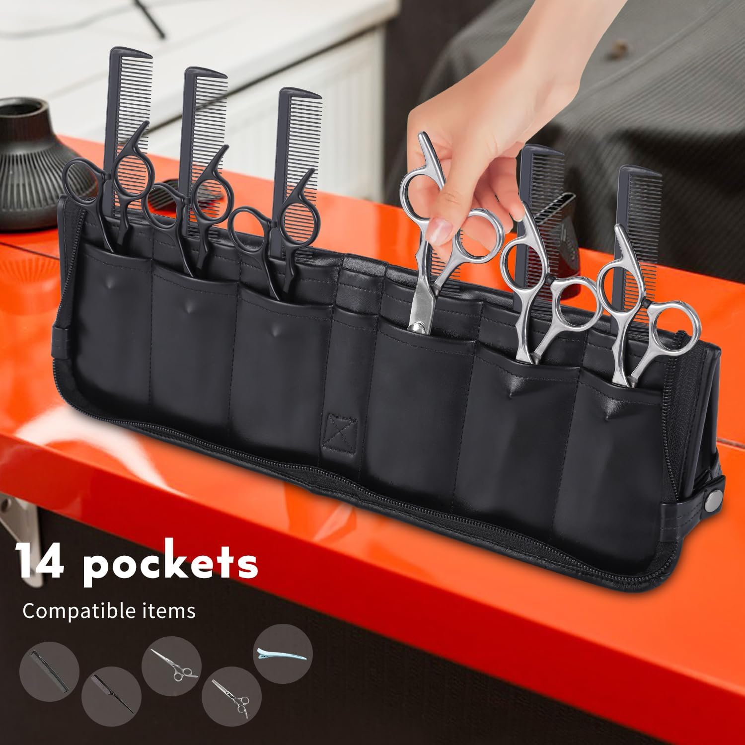 Hair Stylist Scissor Holder Pouch Shear Scissors Case for Hairstylists Scissor Storage Bag for Hairdressers Salon Tools Barber Holder Case,Hairdressers Bag,Black