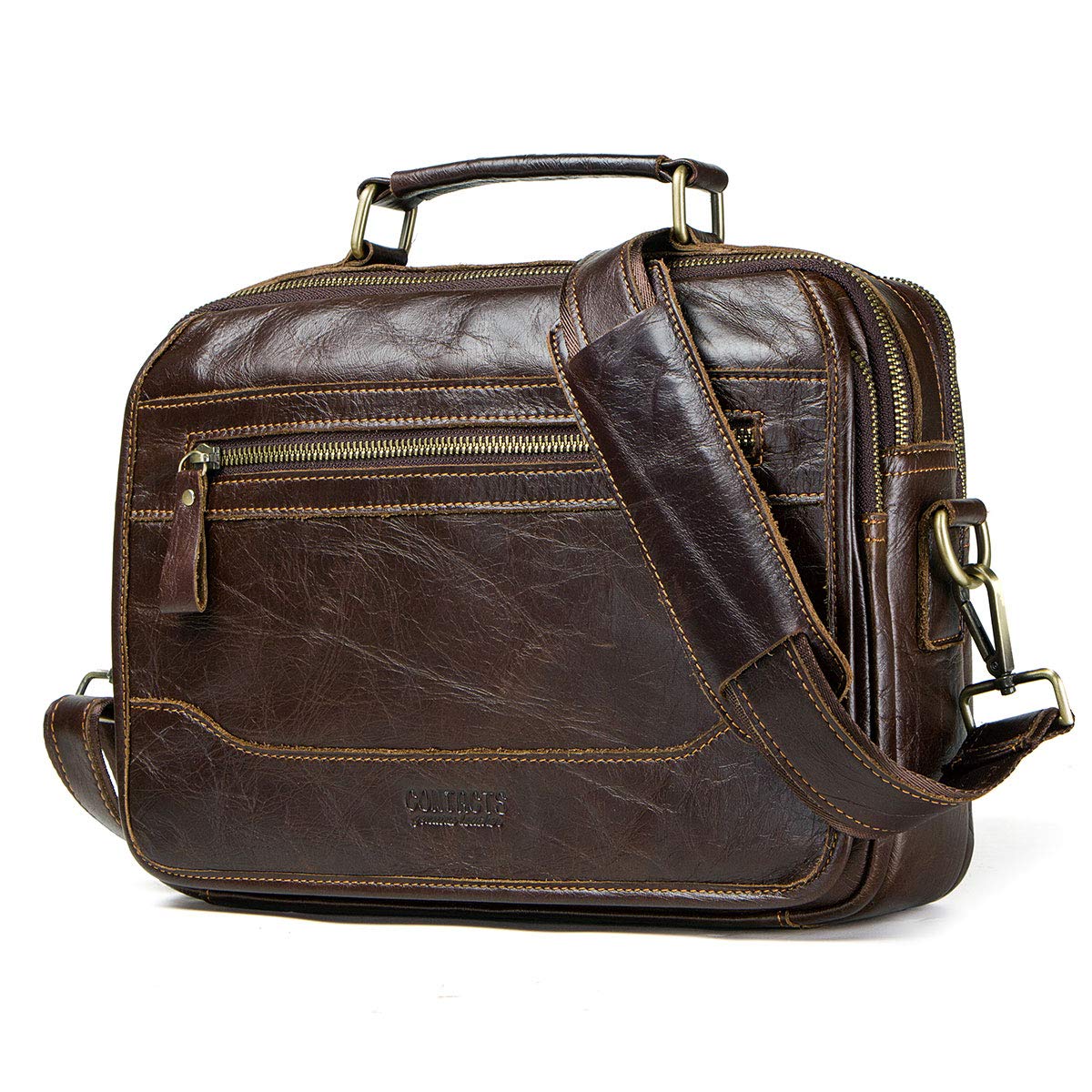 Vintage lederen heren messenger bag flap casual mannelijke
