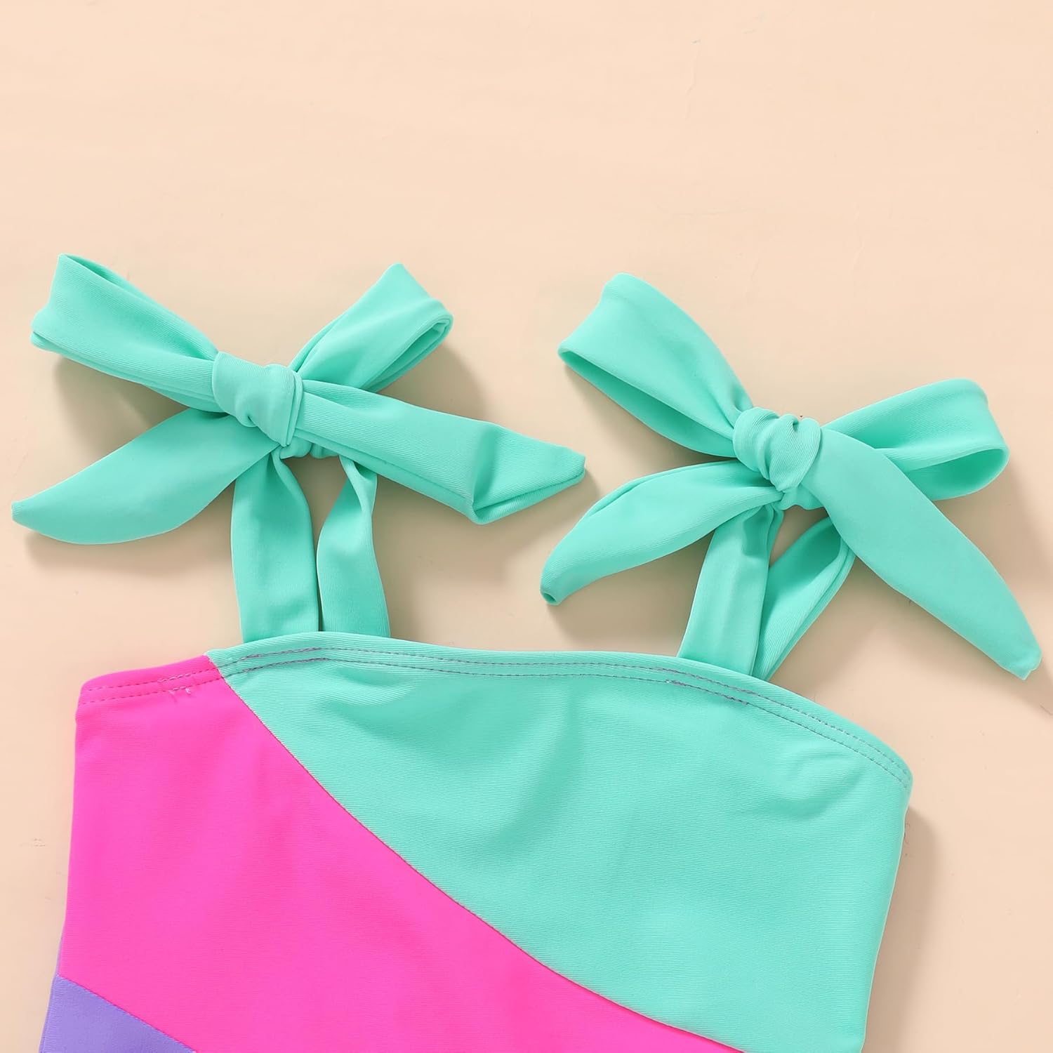 YOUNGER TREE Toddler Swimsuit Girl Color Block Stripe One-Piece Swimwear Baby Girl Bathing Suits - Image 5