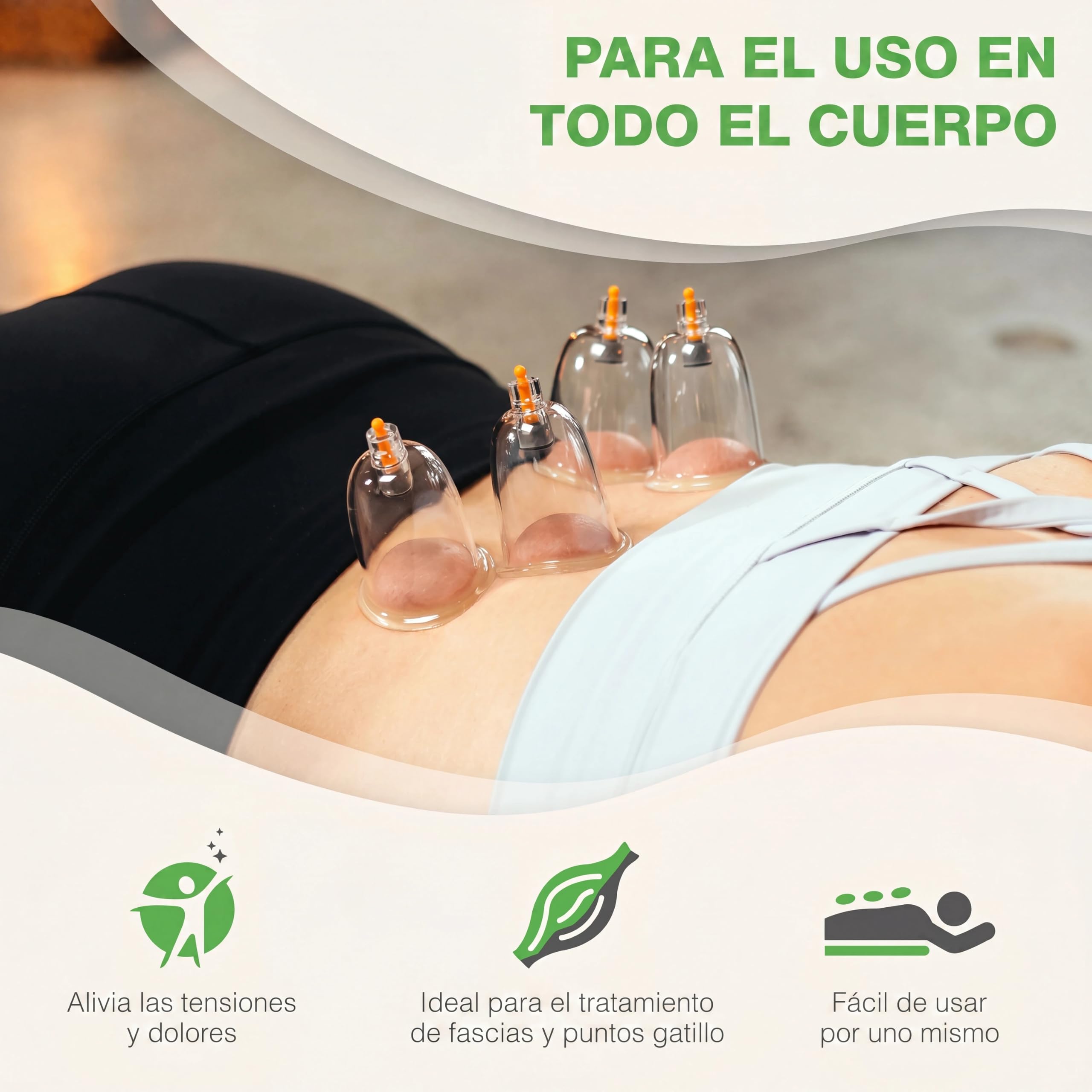 BACKLAXX® Ventosas Fisioterapia Set 12 Piezas con Bomba de Vacío, Cupping | Set ventosas masaje: 12 ventosas irrompibles, 6 imanes terapia, bomba, tubo & rascador fascias, videocurso & eBook