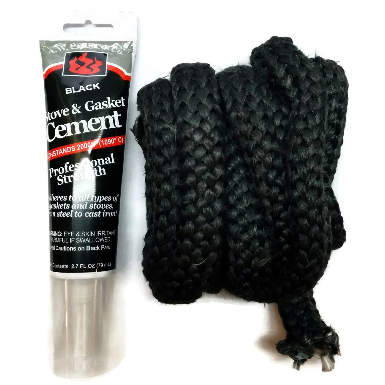 Midwest HearthWood Stove Replacement Gasket Kit for Woodburning Stoves - Graphite Impregnated Fiberglass Gaskets and Adhesive (3/4" x 84" Rope)