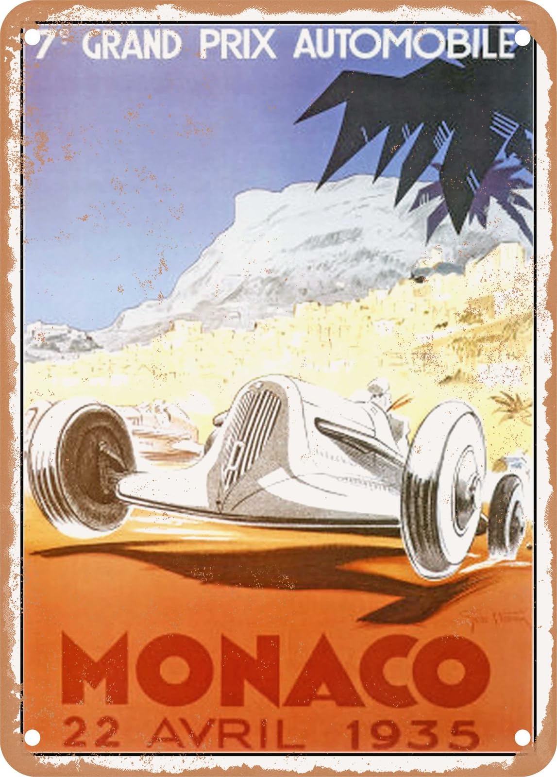 Miaomansenstore Metal Sign - 1935 7Th Monaco Grand Prix, April 22, 1935 Vintage Ad Home Decor