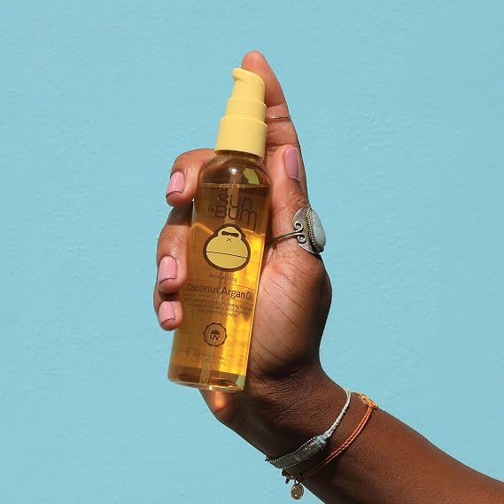 Sun Bum Revitalizing Coconut Argan Oil - Strengthening and Hydrating Hair Oil - UV Protection for Scalp and All Hair Types - Vegan and Cruelty Free - 3 oz