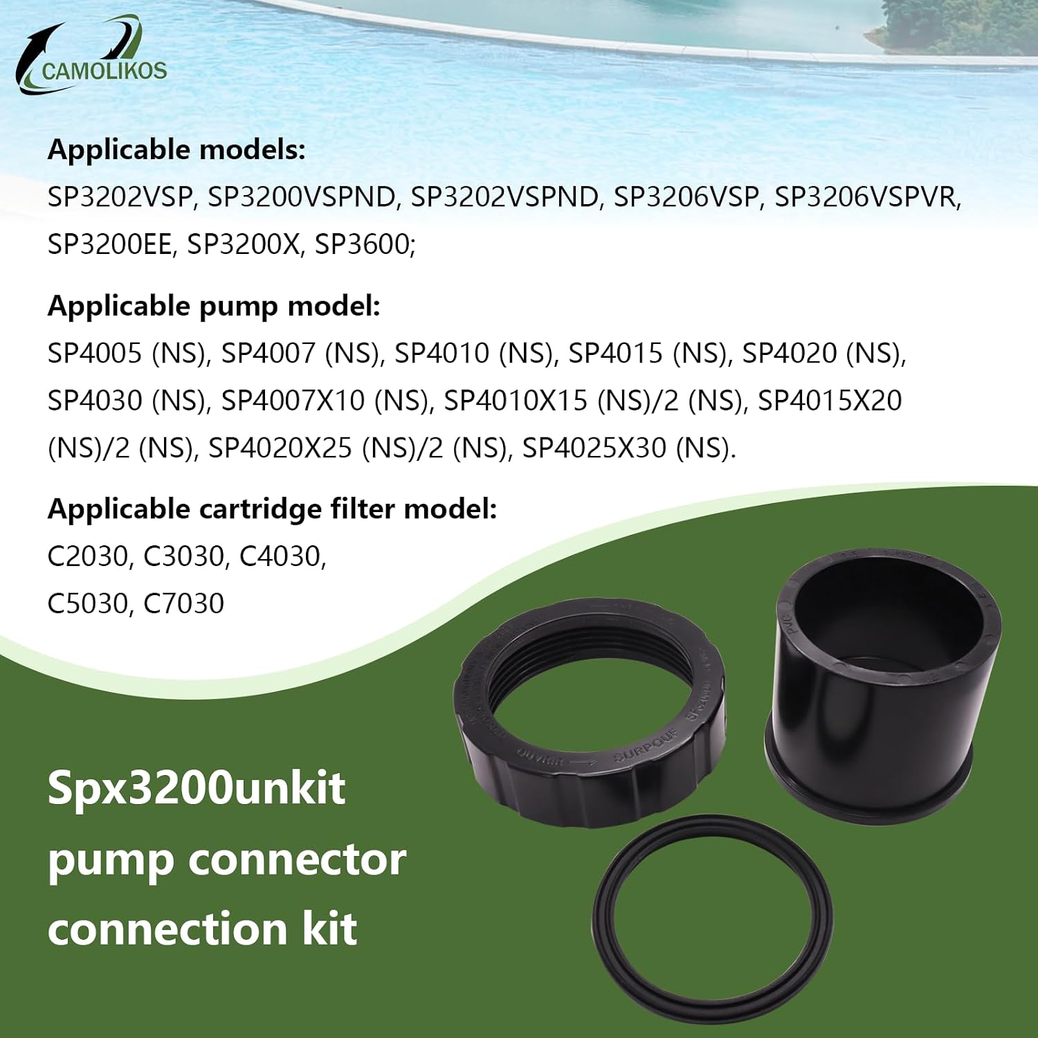SPX3200UNKIT Pump Union Connection Kit (2-Pack) Compatible with Hayward Tristar, Northstar, EcoStar Pumps&Select SwimClear Cartridge Filters
