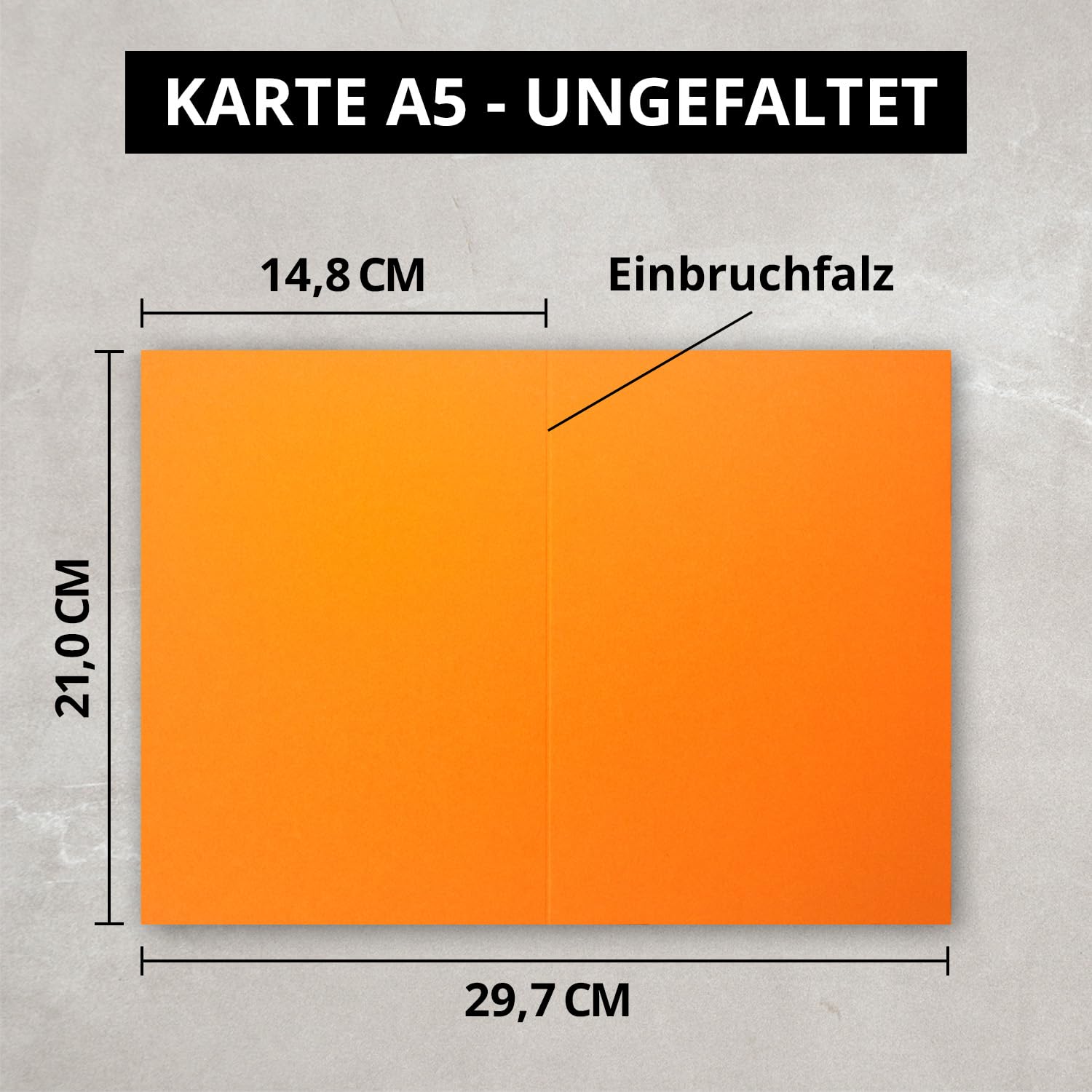 200 Sets - Faltkarten DIN A5 - Orange mit Umschlägen - PREMIUM QUALITÄT - 14,8 x 21 cm - sehr formstabil - für Drucker geeignet - Marke: NEUSER FarbenFroh