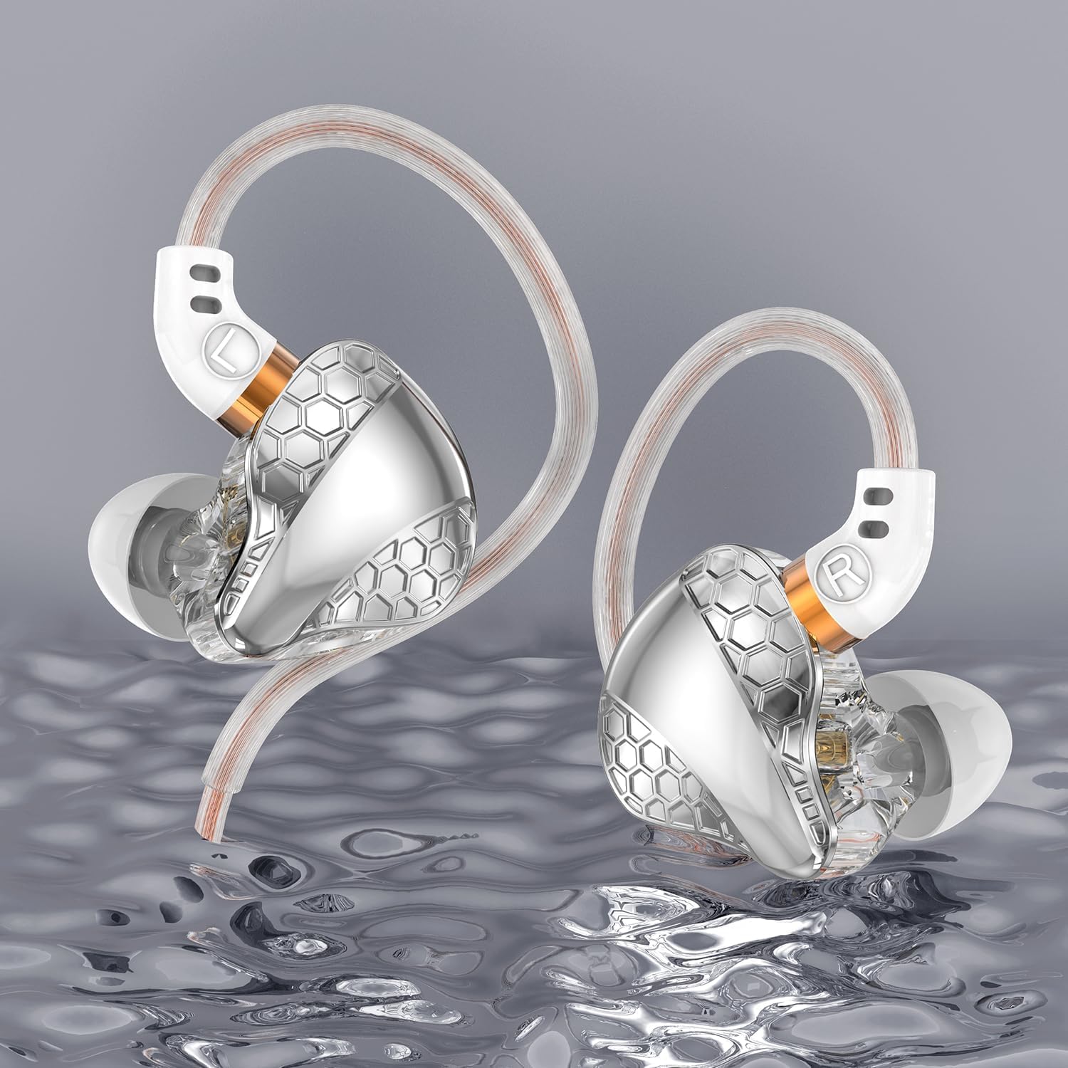 H89 - Auriculares con cable con micrófono, auriculares para monitor de oído, auriculares IEM, auriculares con cable, potentes graves y sonido cristalino, auriculares para computadora, escuela, PC,