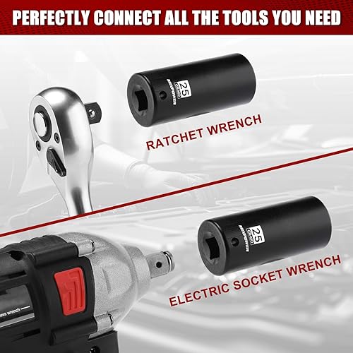 Miniatura 130 de MIXPOWER Enchufe de impacto profundo de 1/2", CR-MO, 1.417 in, métrico, 6 puntos, tuerca de eje de grado de impacto para una fácil extracción