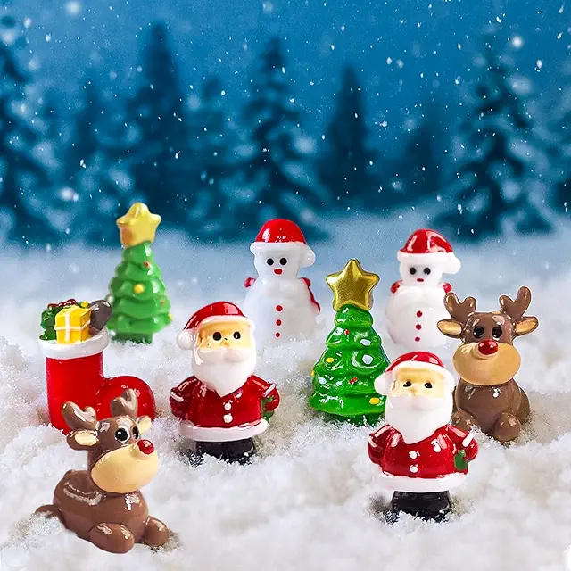 20PCS Mini Resin Christmas Figurines: Santa, Snowman, Tree & Elk - Collectible Santa Figurines