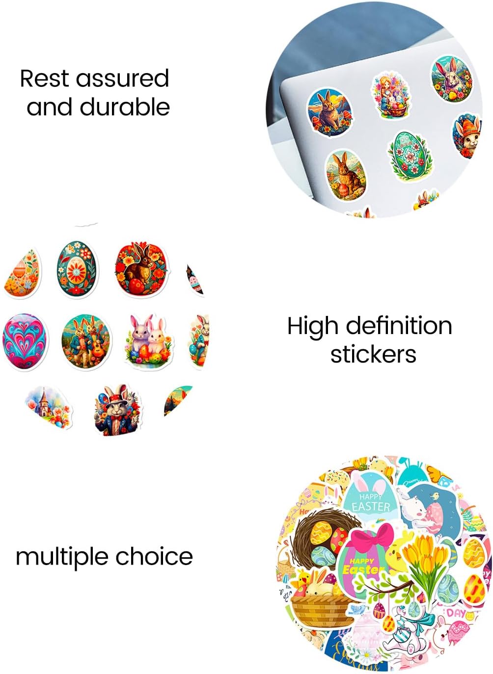 50 PCS Easter Stickers - Egg Stuffers, Bunny Crafts, Party Favors, and Decorations Basket Fillers-001