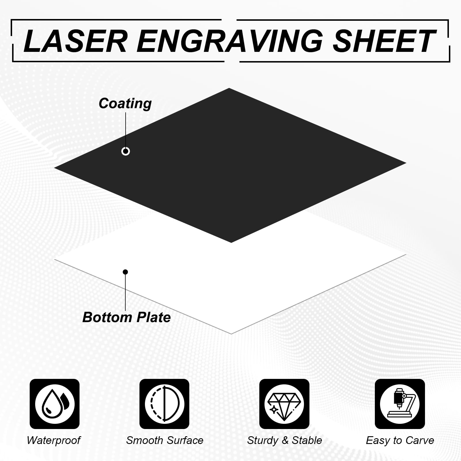 PATIKIL 4 Stück Lasergravurplatte 30x30cm Doppelfarbige ABS Plastik Gravurplatte Material Für Namensschilder Büroetiketten Basteln Schwarz/Weiß