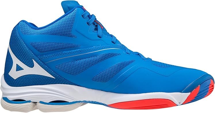 Mizuno Wave Lightning Z6 Mid, Volleyball Shoe, French Blue/White/Ignition Red,