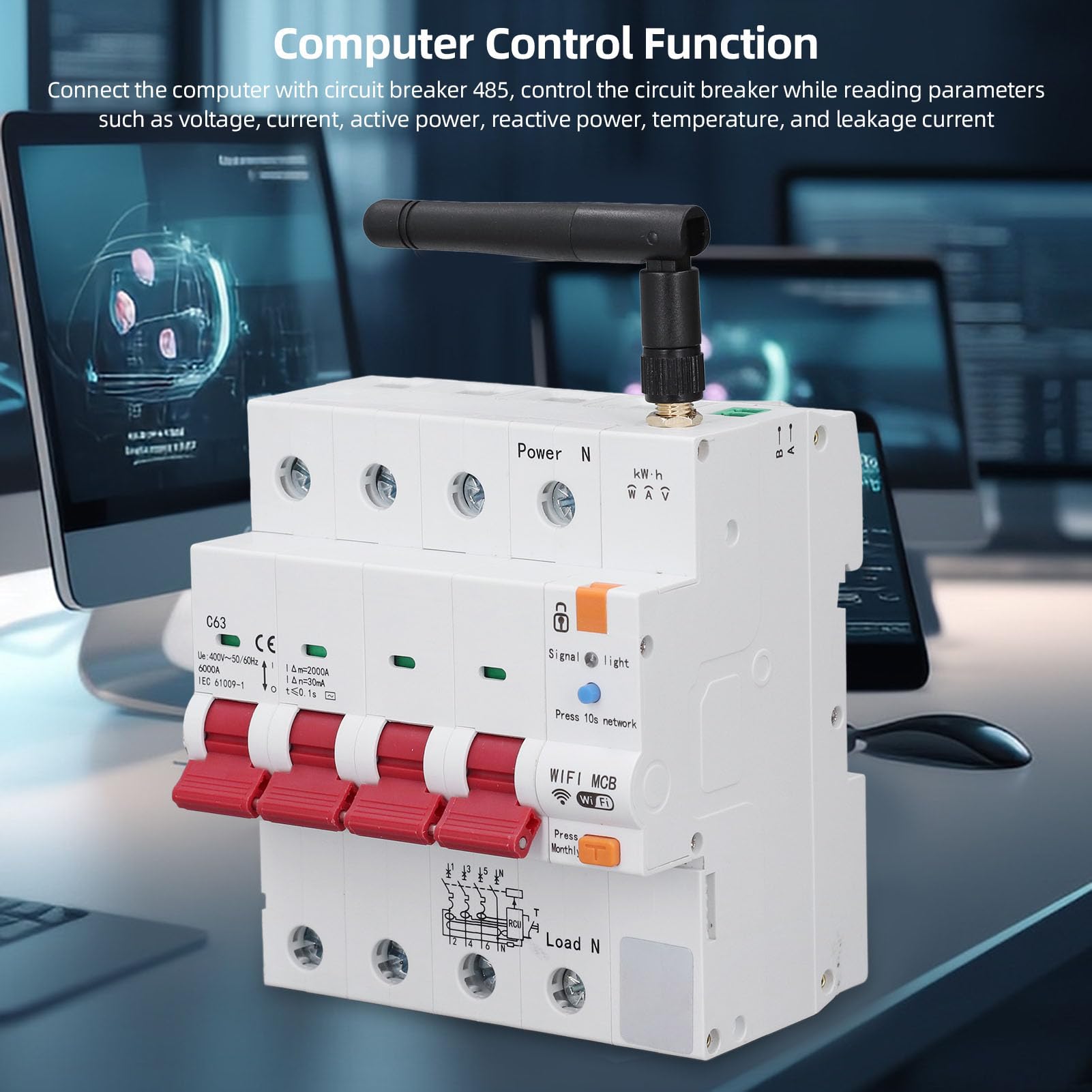 Smart Circuit Breaker Wifi Sicherungsautomat 4P 63A Tuya Schutzschalter | AC400V App Wlan Schalter mit MCB Zeitschaltuhr, FI Schutzschalter Hutschiene Mit Kurzschluss, Über, Unterspannungsschutz