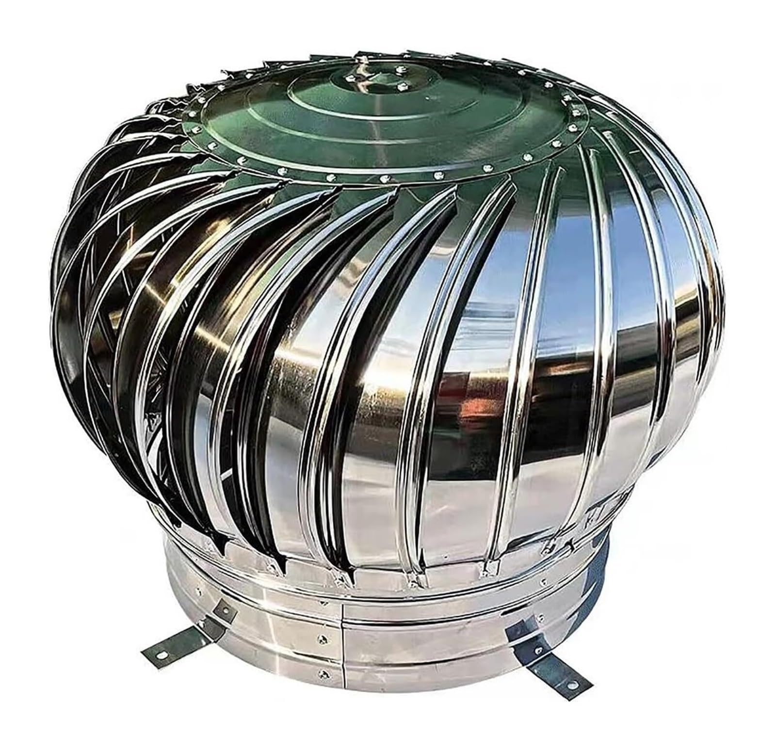 PBWERIGL Stainless Steel Roof Ventilator, Chimney Cowl Unpowered Wind Powered Roof Ventilator(350mm/13.8in)