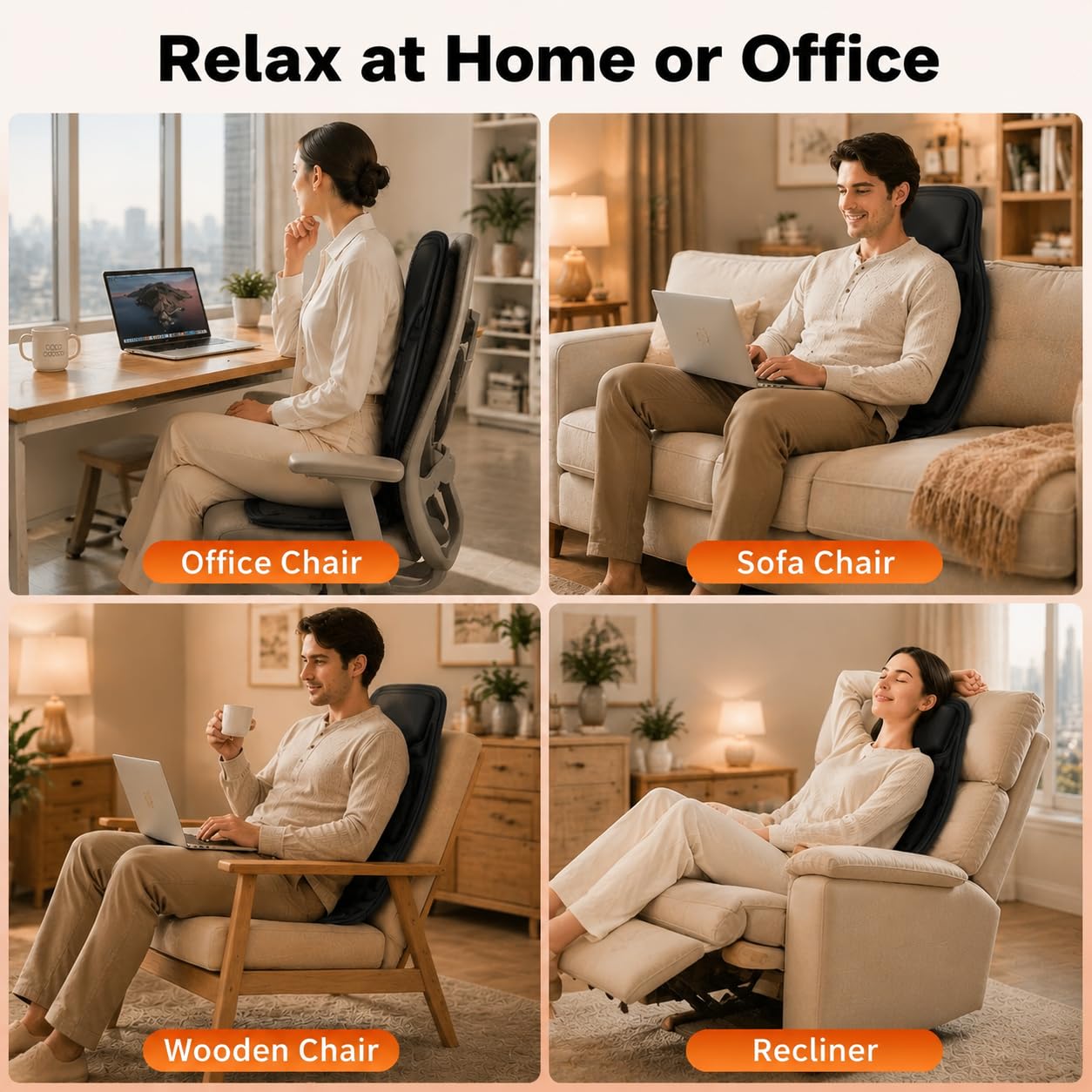 Vibration Rückenmassagegerät für Stuhl mit Wärme, Rückenmassagepad für Liege mit 8 Vibrationen, Sitzkissen für Senioren, Büroangestellte & Familie, Müdigkeit & Schmerzlinderung im Büro, Zuhause