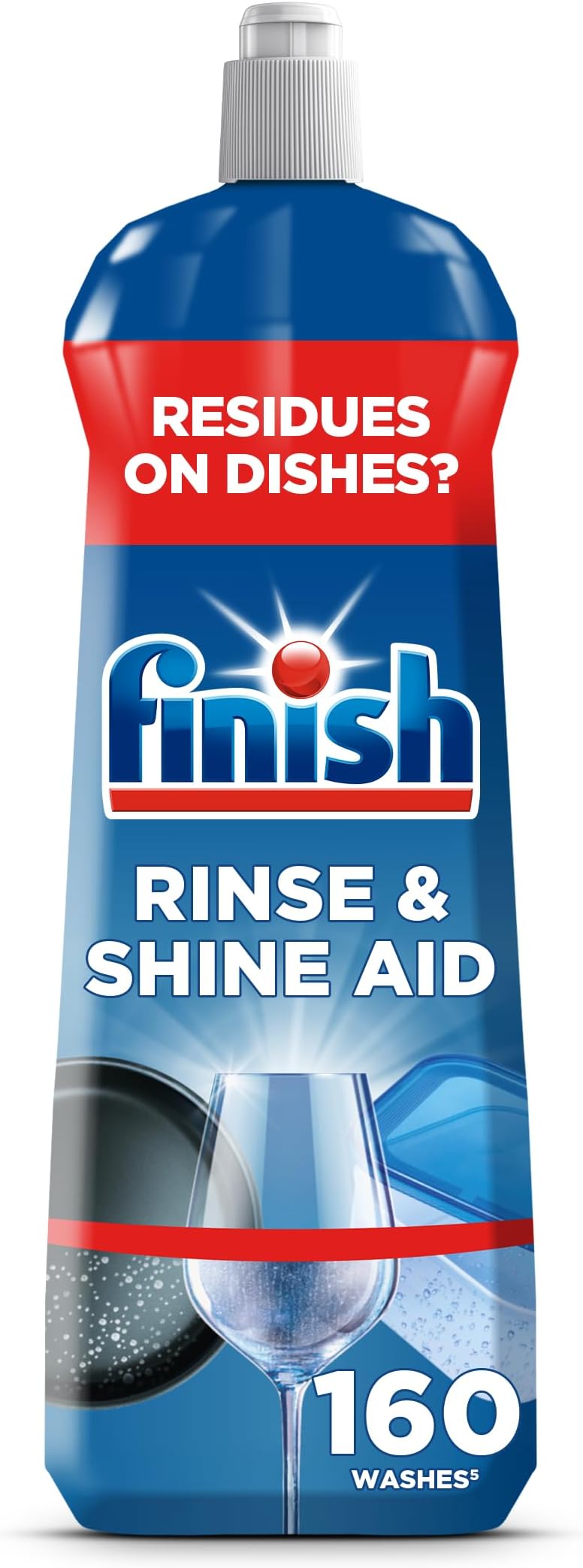 Dishwasher Rinse Aid, Fresh Rinse & Shine Cleaner, 800ml, Ultimate Clean & Diamond Shine, Glass Protection, Spot Prevention, Better Drying vs Finish Detergent Alone