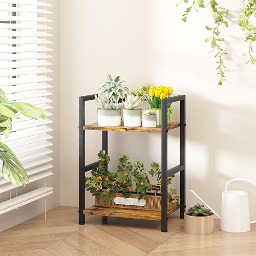 Miniatura 7 de Estantería pequeña para espacios pequeños, estantería industrial de 2 niveles, organizador de almacenamiento estrecho para sala de estar, dormitorio