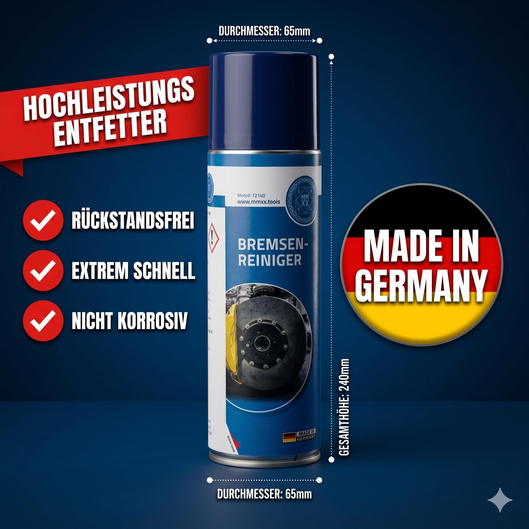 MMXX Bremsenreiniger Spray 12x 500 ml | Hochleistungs-Entfetter, Teilereiniger, Kaltreiniger & Montage-Reiniger | Rückstandsfrei & Schnellflüchtig | Made in Germany, Industriequalität