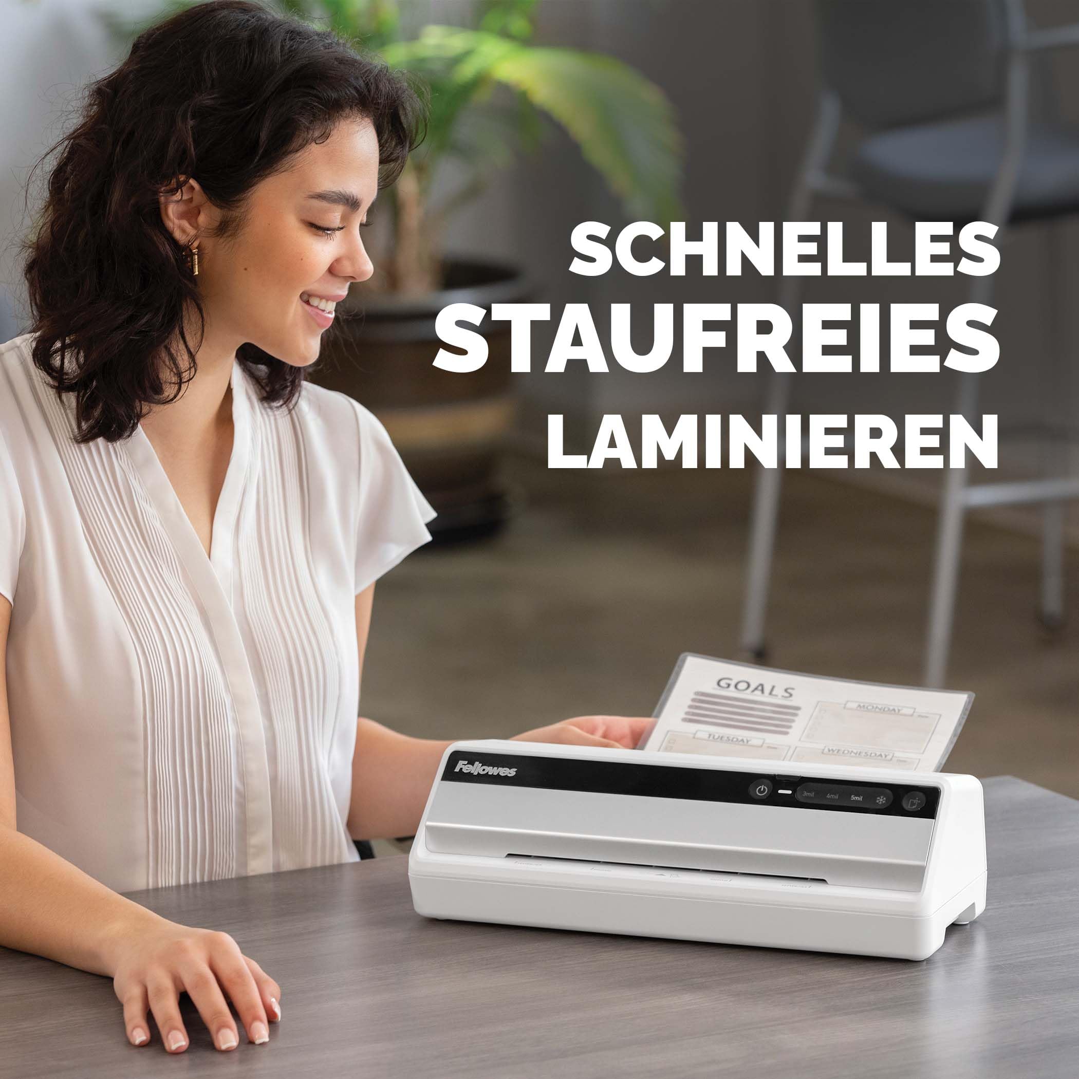 Fellowes Saturn A4 Laminiergerät fürs Büro – InstaHeat, 60 Sek. Aufwärmzeit, Staufreigabe, Auto-Abschaltung – für 80/100/125 Mikron – inkl. 10 Folien – für Zuhause & Büro